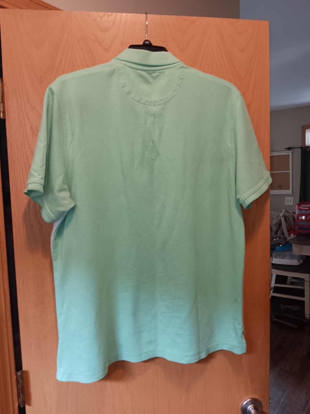 Izod Men's Size XXL, Light Mint, White & Light Blue Striped Polo - Picture 2 of 3